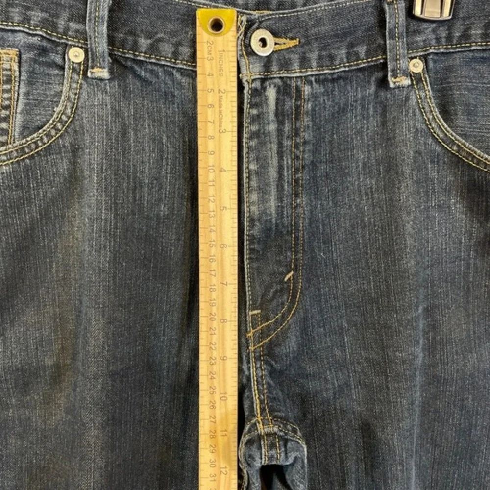 Levis Jeans Mens Size 38x32‎ Blue 514 Flap Pocket Distressed Straight Dark Wash